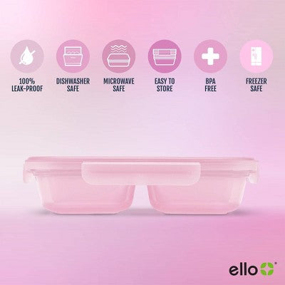 Ello 8pc Snap and Nest Snack Divided Food Storage Containers Pink