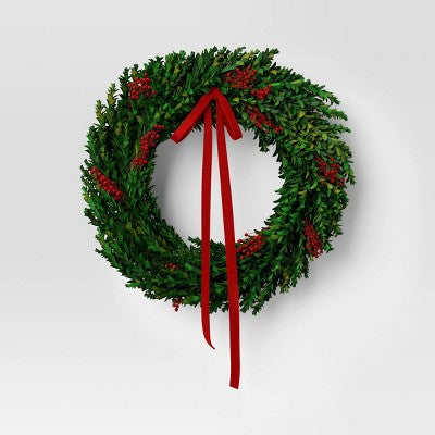 Holiday Boxwood Preserved Wreath - Threshold (LOCAL PICKUP ONLY)