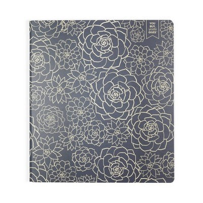 Yoobi Evolve 1" O-Ring Binder 220 Sheet Capacity Navy Succulents