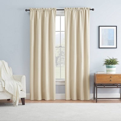 1pc 42"x95" Blackout Braxton Thermaback Window Curtain Panel Khaki - Eclipse: Thermal Insulated, Modern Decor