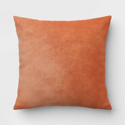 18"x18" Velvet Solid Square Outdoor Throw Pillow Blush - Threshold