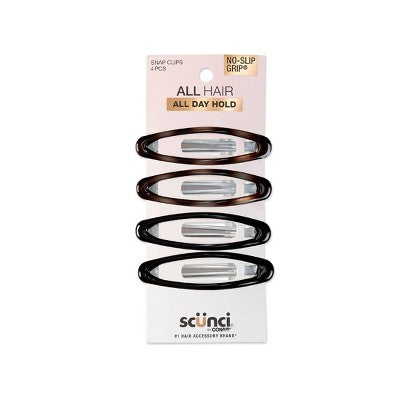 scunci No-Slip Grip Large Oval Snap Clips - Tortoise - All Hair - 4pcs