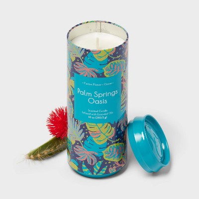 Printed Tin Can 10oz Candle Palm Springs Oasis - Opalhouse: Lidded, Floral & Ocean Scent, 55hr Burn Time