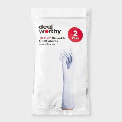 Reusable Latex Gloves - Medium - 2ct - Dealworthy