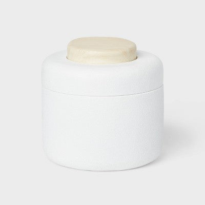 Modern Resin Bath Canister Wood Top - Threshold