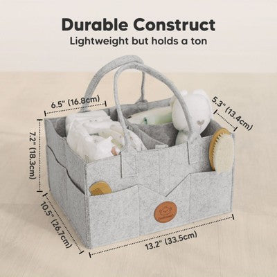 Original Baby Diaper Caddy Organizer, Large Storage Caddy Organizer for Nursery, Changing Table (Classic Gray)
