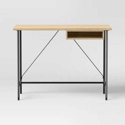Wood and Metal Dorm Writing Desk with Storage Natural - Room Essentials (LOCAL PICKUP ONLY)