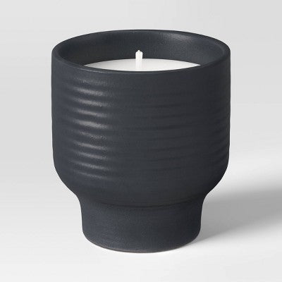 Ceramic Citronella Cotton Wick Jar Candle Black 9oz - Threshold