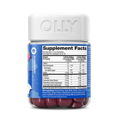 OLLY Kids' Sleep Gummies with .5mg Melatonin - Raspberry - 50ct