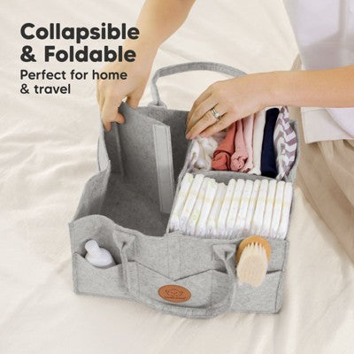 Original Baby Diaper Caddy Organizer, Large Storage Caddy Organizer for Nursery, Changing Table (Classic Gray)