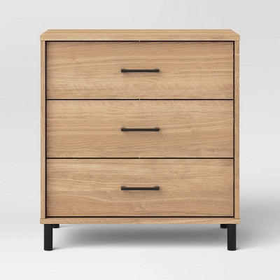 Mixed Material 3 Drawer Dresser Updated Base Natural Wood - Room Essentials (LOCAL PICKUP ONLY)