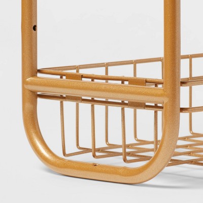 On The Wall 2 Tier Shelving Rack Metallic Gold - Room Essentials: Powder-Coated Steel, Universal Storage Cabinet