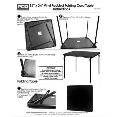 Peakform 34"x 34" Folding Card Table Black (LOCAL PICKUP ONLY)