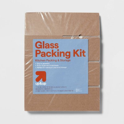 Glass Kit - up&up: Moving Supplies, Glass Packing Kit, Mailing Boxes, Chipboard, Flap Closure, Brown, 12" Width