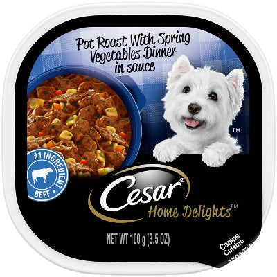 Cesar Home Delights Adult Wet Dog Food Pot Roast with Spring Vegetables and Beef Dinner in Sauce - 3.5oz