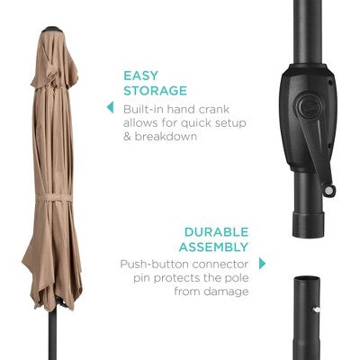Best Choice Products 7.5ft Heavy-Duty Outdoor Market Patio Umbrella w/ Push Button Tilt, Easy Crank, Tan (LOCAL PICKUP ONLY)