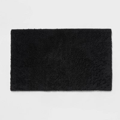 20"x34" Performance Plus Cotton Reversible Bath Rug/Runner Black - Threshold: Machine Washable, Tufted, Low Pile, OEKO-TEX Certified