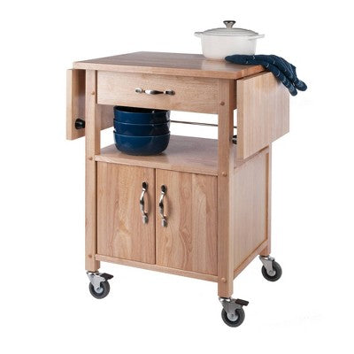 Rachael Kitchen Cart Beech - Winsome: Rolling Island with Storage, Drop-Leaf Top & Lockable Wheels (LOCAL PICKUP ONLY)