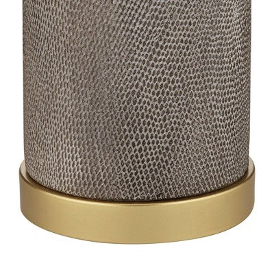 360 Lighting Gilson 24 3/4" High Modern Glam Luxe Table Lamps Set of 2 Gold Textured Gray Finish Ceramic White Shade Living Room Bedroom Bedside (LOCAL PICKUP ONLY)