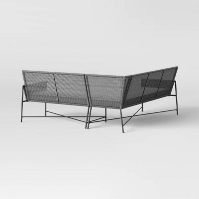 Tucker Wicker Outdoor Patio Sectional Sofa Gray - Threshold designed w/Studio McGee: Weather-Resistant 5-Seater with Steel Frame (LOCAL PICKUP ONLY)