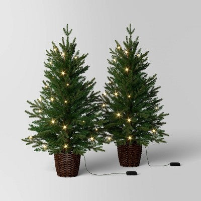 2pc 3' Pre-Lit Potted Balsam Fir Artificial Christmas Trees Warm LED White Lights - Wondershop (LOCAL PICKUP ONLY)