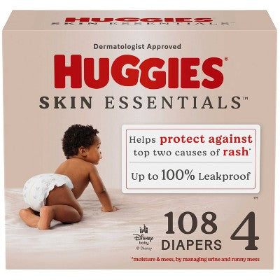 Huggies Skin Essentials Enormous Pack Disposable Diapers - Size 4 - 108ct