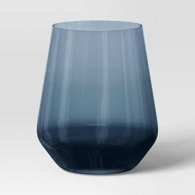 14.8oz Stemless Wine Glass Blue - Threshold: Dishwasher-Safe, Recycled Content, Cold Beverages