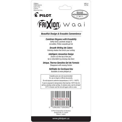 Pilot 5pk FriXion Waai Clicker Erasable Gel Pens Extra Fine Point 0.5mm Assorted Inks
