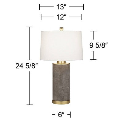 360 Lighting Gilson 24 3/4" High Modern Glam Luxe Table Lamps Set of 2 Gold Textured Gray Finish Ceramic White Shade Living Room Bedroom Bedside (LOCAL PICKUP ONLY)