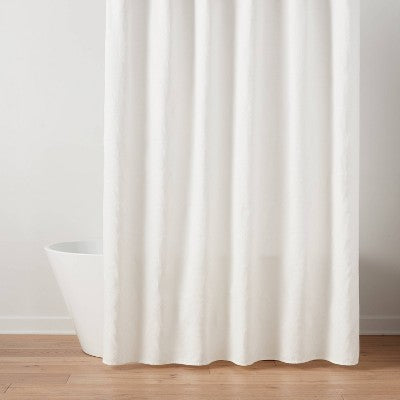 Luxe Lattice Matlesse Shower Curtain Cream - Threshold