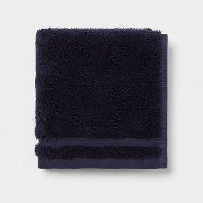 Total Fresh Antimicrobial Washcloth Navy - Threshold: 100% Cotton, Low Lint, Machine Washable, 13"x13"