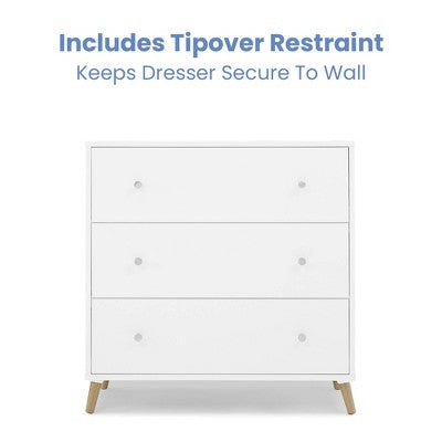 Delta Children Jordan 3 Drawer Dresser with Interlocking Drawers - Bianca White/Natural (LOCAL PICKUP ONLY)