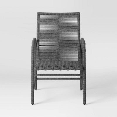 2pc Granby Padded Wicker Outdoor Patio Dining Chairs Arm Chairs Gray - Threshold: Weather-Resistant, Basket Weave Design (LOCAL PICKUP ONLY)
