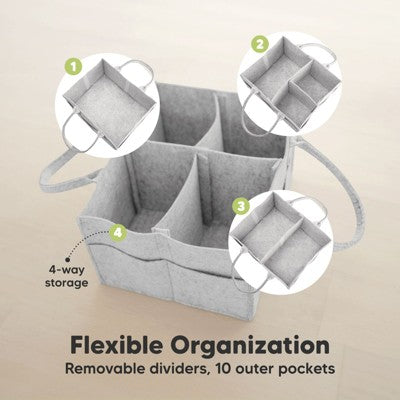 Original Baby Diaper Caddy Organizer, Large Storage Caddy Organizer for Nursery, Changing Table (Classic Gray)