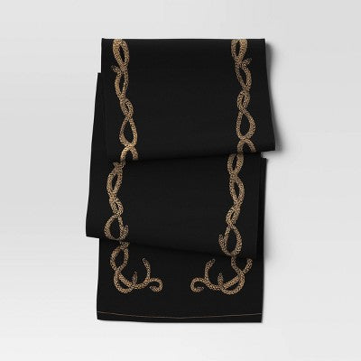 72"x14" Halloween Snakes Table Runner Black - Threshold