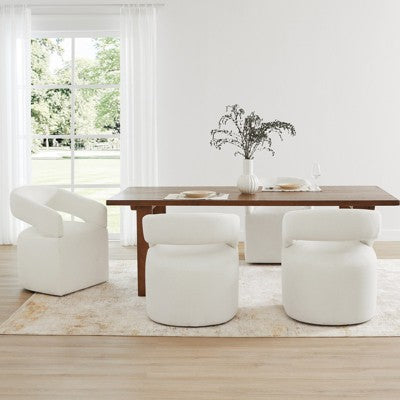 Spruce&Spring Modern Mobile Dining Chair with Casters & Open Back, Single , Ivory (LOCAL PICKUP ONLY)