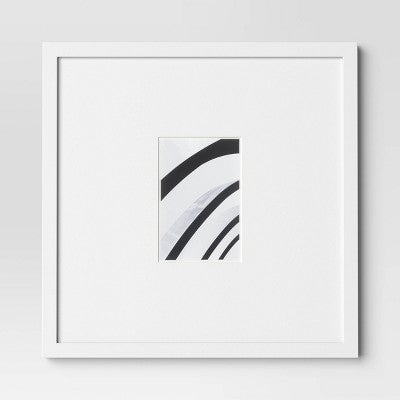15"x15" to 4"x6" Square Wall Frame White - Threshold: Modern Beveled Mat, MDF, Glass