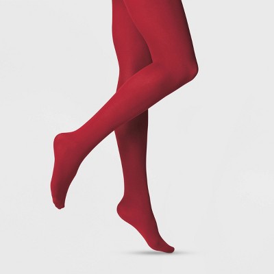 Women's 50D Opaque Tights - A New Day Red M/L