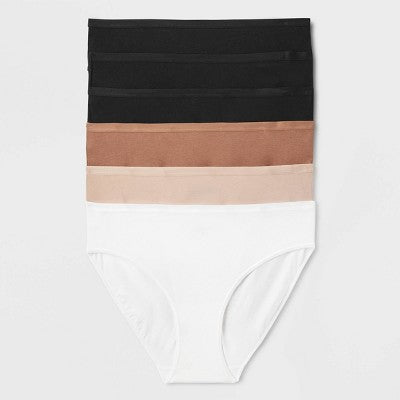Women's 6pk Bikini Underwear - Auden Solid Mix 1X