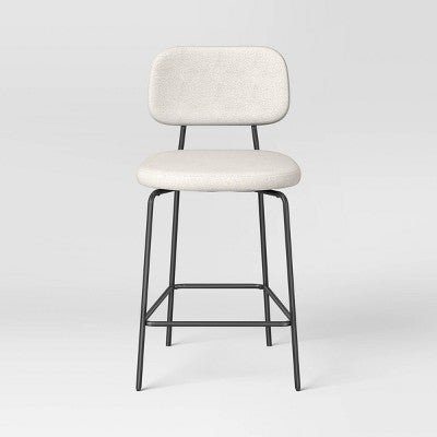 Set of 2 24" Upholstered with Metal Base Counter Height Barstool Cream Boucle - Room Essentials (LOCAL PICKUP ONLY)