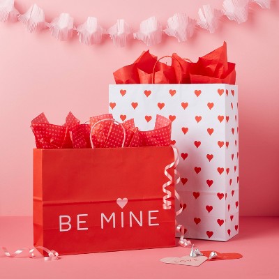 15.75"x12"x0.2 6" XL Valentine's Day Be Mine Gusset Gift Bag - Spritz