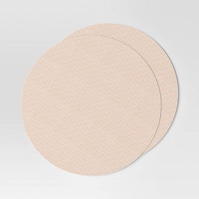 2pk Textured Faux Leather Charger Light Tan - Threshold