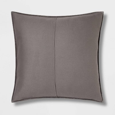 Euro Channel Stitch Velvet Sham Quilt Sham Charcoal - Threshold: OEKO-TEX Certified, Cotton Backing, Machine Washable