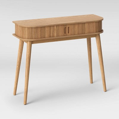 Adelpha Console Table with Sliding Doors Natural - Threshold: Rubberwood Frame, Ash Veneer, Entryway Storage (LOCAL PICKUP ONLY)