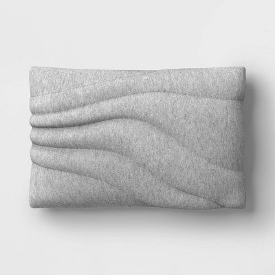 12" x 18" Lumbar Cotton Jersey Quilted Puff Throw Pillow Gray - Room Essentials