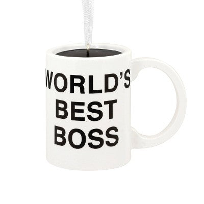 Hallmark The Office 'World's Best Boss' Coffee Mug Christmas Tree Ornament
