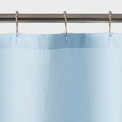Fabric Waffle Shower Curtain Blue - Room Essentials