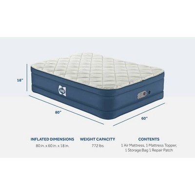 Sealy AlwayzAire Tough Guard Duvet Top Air Mattress Queen with Built-in Dual Pump (LOCAL PICKUP ONLY)