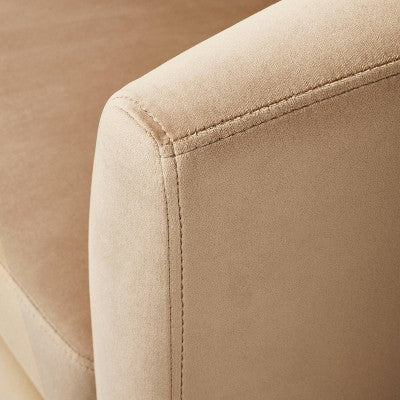Vernon Upholstered Barrel Swivel Accent Chair Light Brown Velvet - Threshold designed with Studio McGee: Polyester, Plywood Frame (LOCAL PICKUP ONLY)