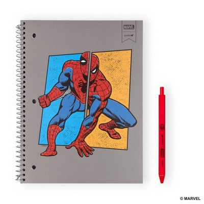 Yoobi Marvel 1 Subject Notebooks 8"x10.5" Wide Ruled with Pen Spider-Man Split, School Supplies